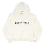 ESSENTIALS Mens White Hoodie M ESSENTIALS Printed Cotton Blend Sweatshirt