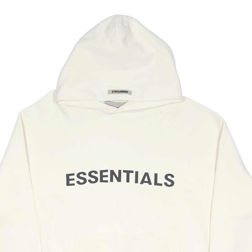 ESSENTIALS Mens White Hoodie M ESSENTIALS Printed Cotton Blend Sweatshirt