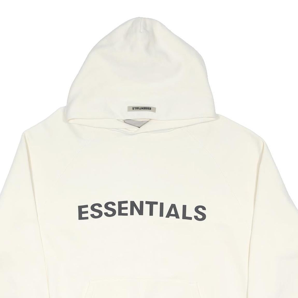 ESSENTIALS Mens White Hoodie M ESSENTIALS Printed Cotton Blend Sweatshirt