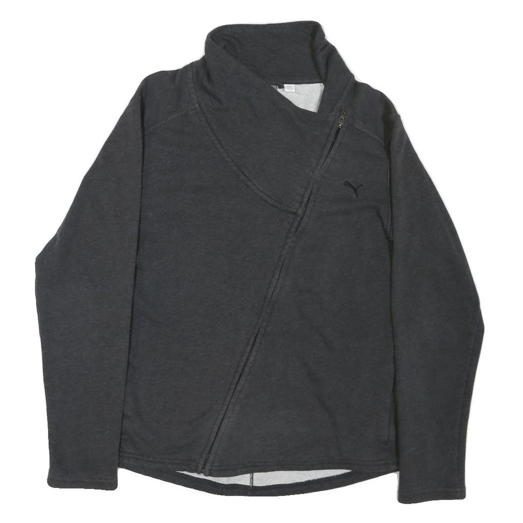 PUMA Womens Black Cotton Blend Jacket XL Zip Plain Casual Sportswear Style