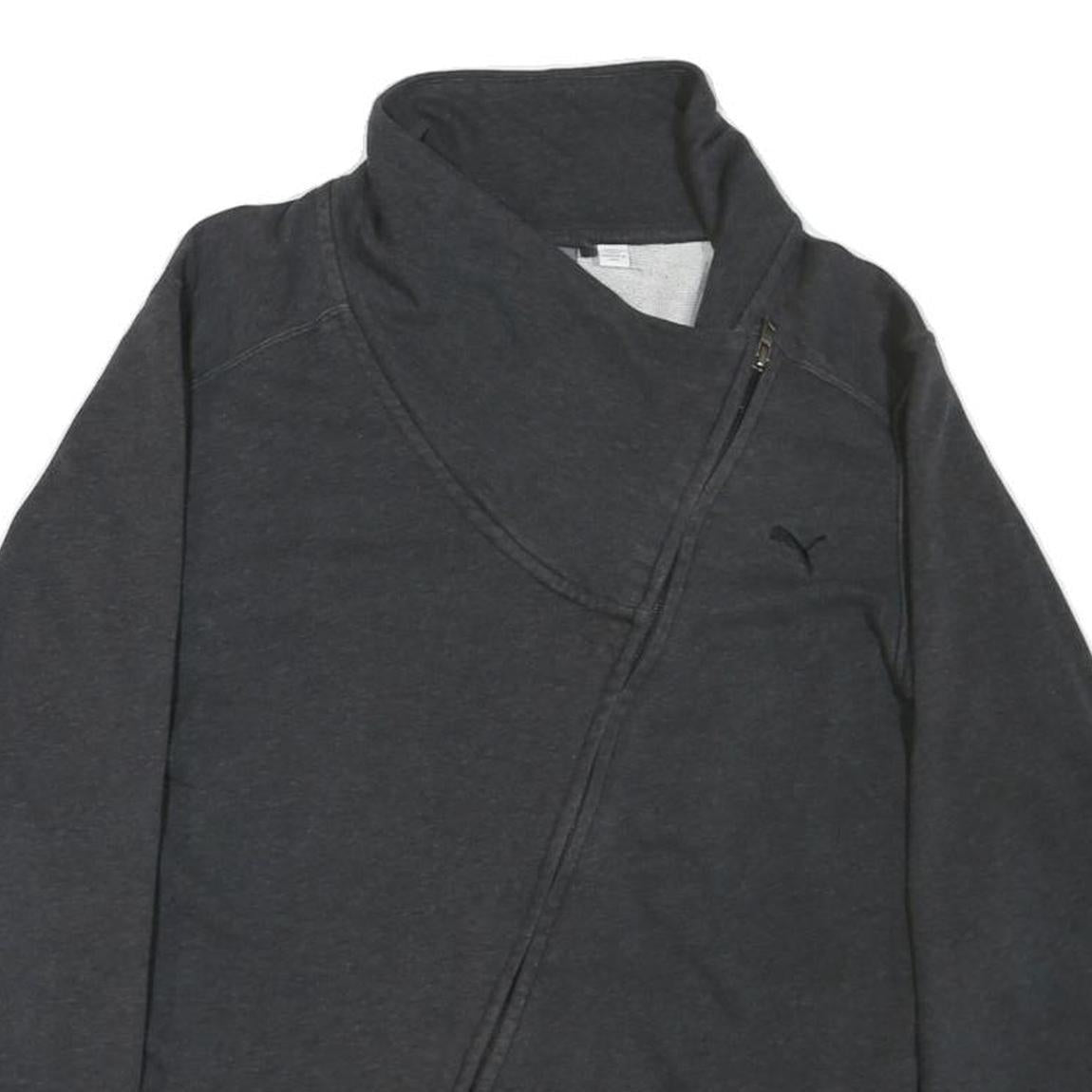 PUMA Womens Black Cotton Blend Jacket XL Zip Plain Casual Sportswear Style