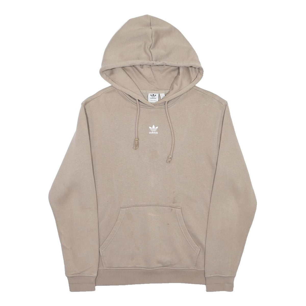 ADIDAS Womens Beige Hoodie UK 12 Cotton Blend Pullover Casual Sport Sweatshirt