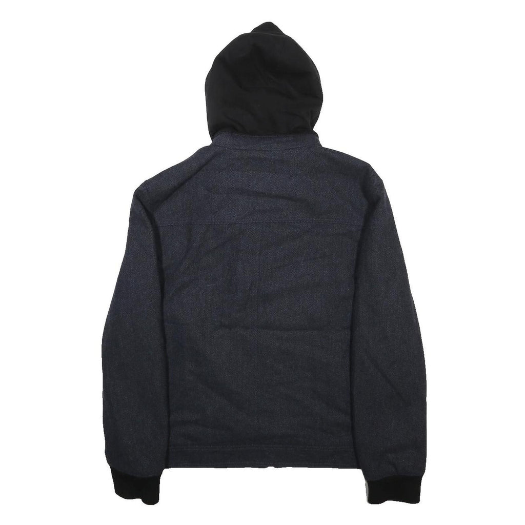 GUESS Mens Black Wool Blend Jacket XL Zip Hooded Classic Fit Casual Outerwear
