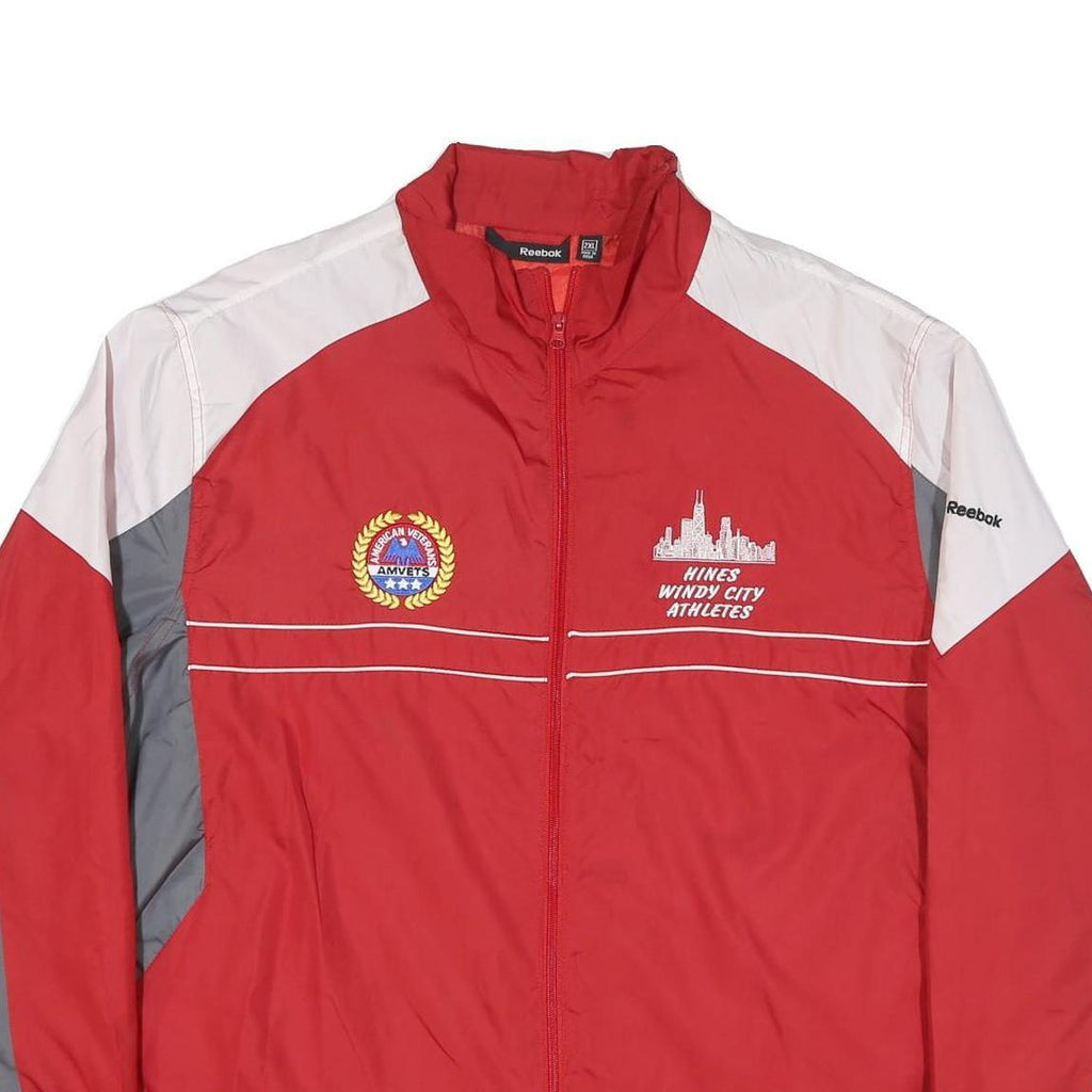 REEBOK Mens Red & Grey Windbreaker Jacket 2XL Polyester Blend Zip
