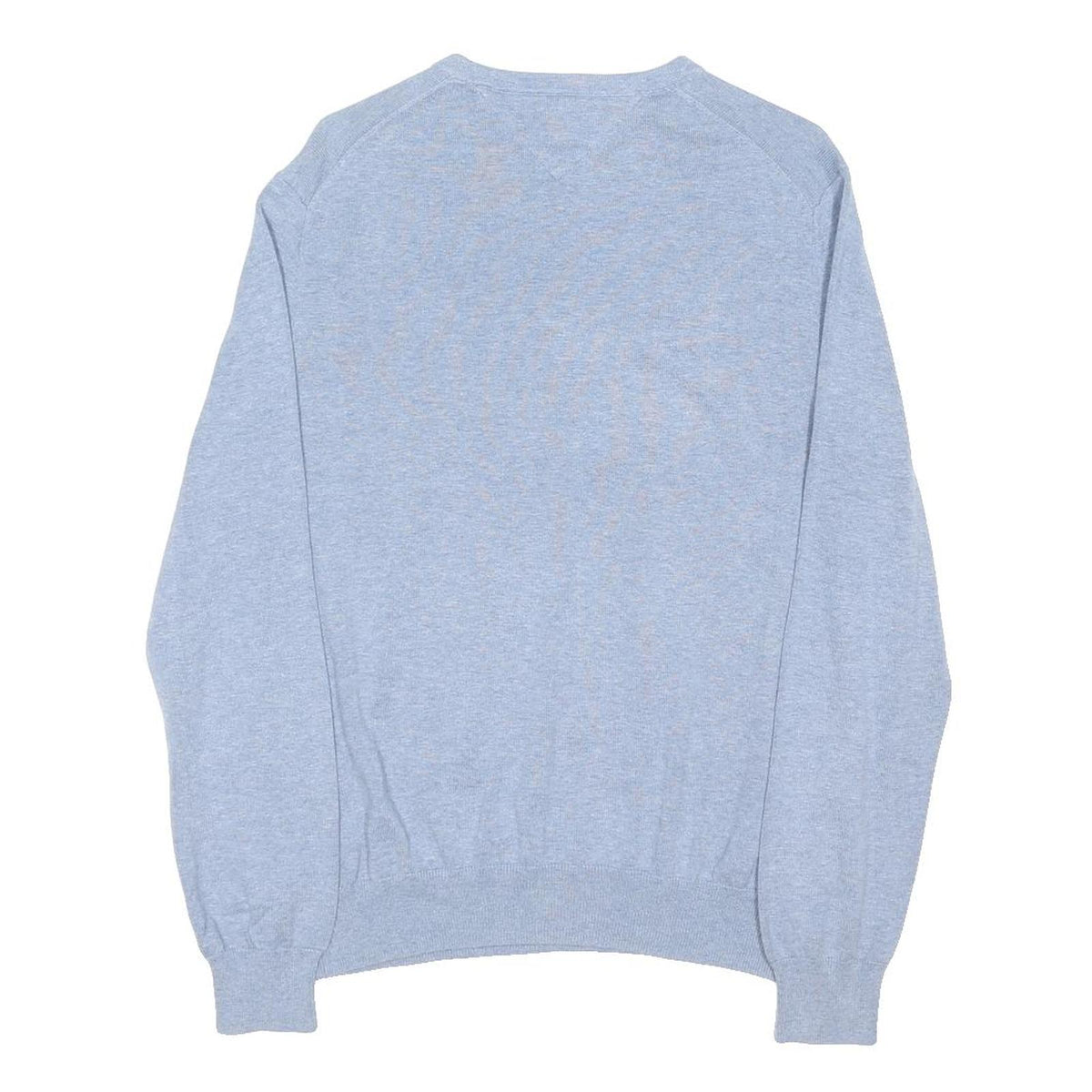 TOMMY HILFIGER Mens Blue Light Grey Patterned Cotton Blend Crew Neck Basic Knit