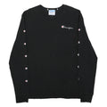 CHAMPION Mens Black Sweatshirt Crew Neck M Logo Tape Sleeve Pullover Casual