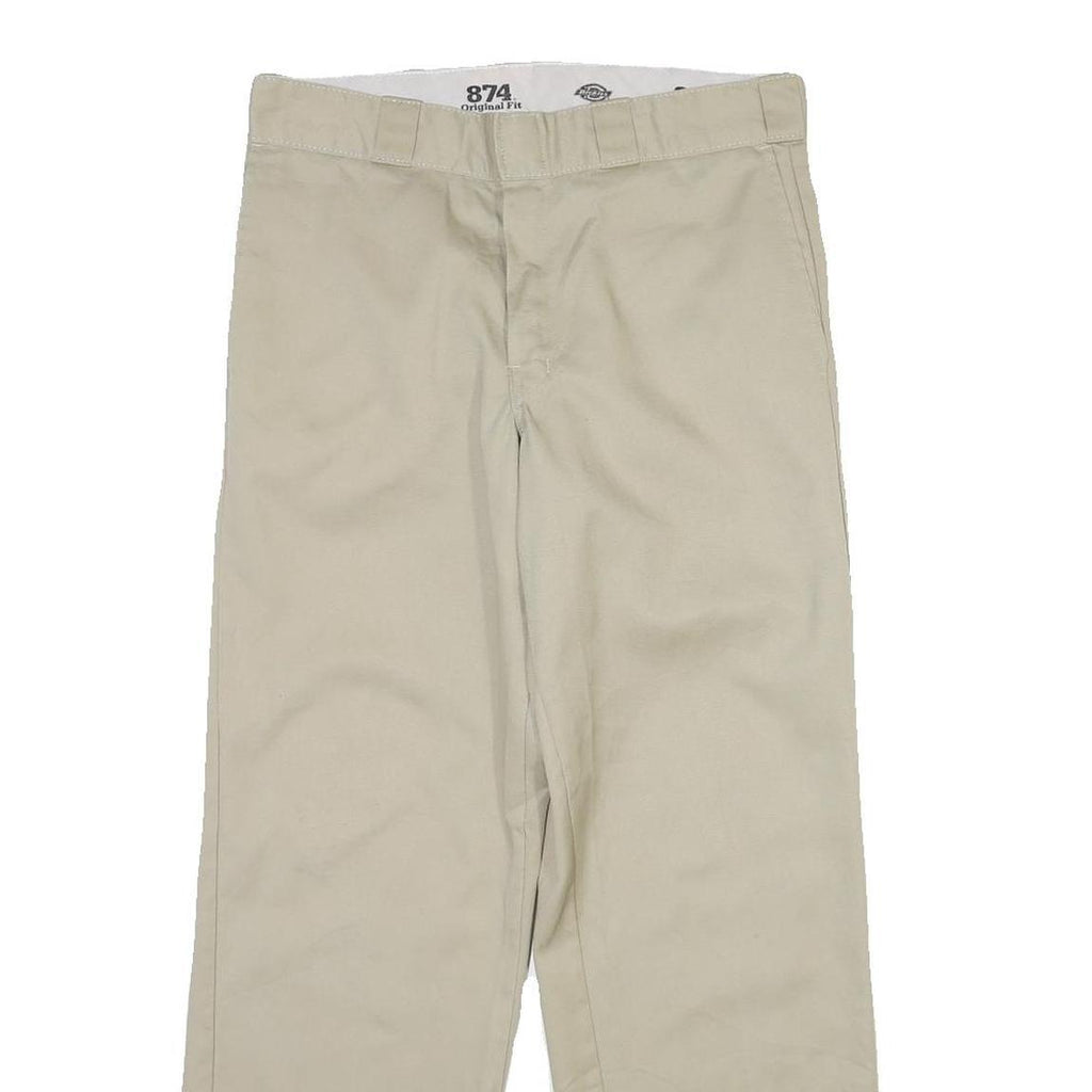 DICKIES Mens Cotton Blend Beige Regular Fit Straight Leg Trousers W32 L30