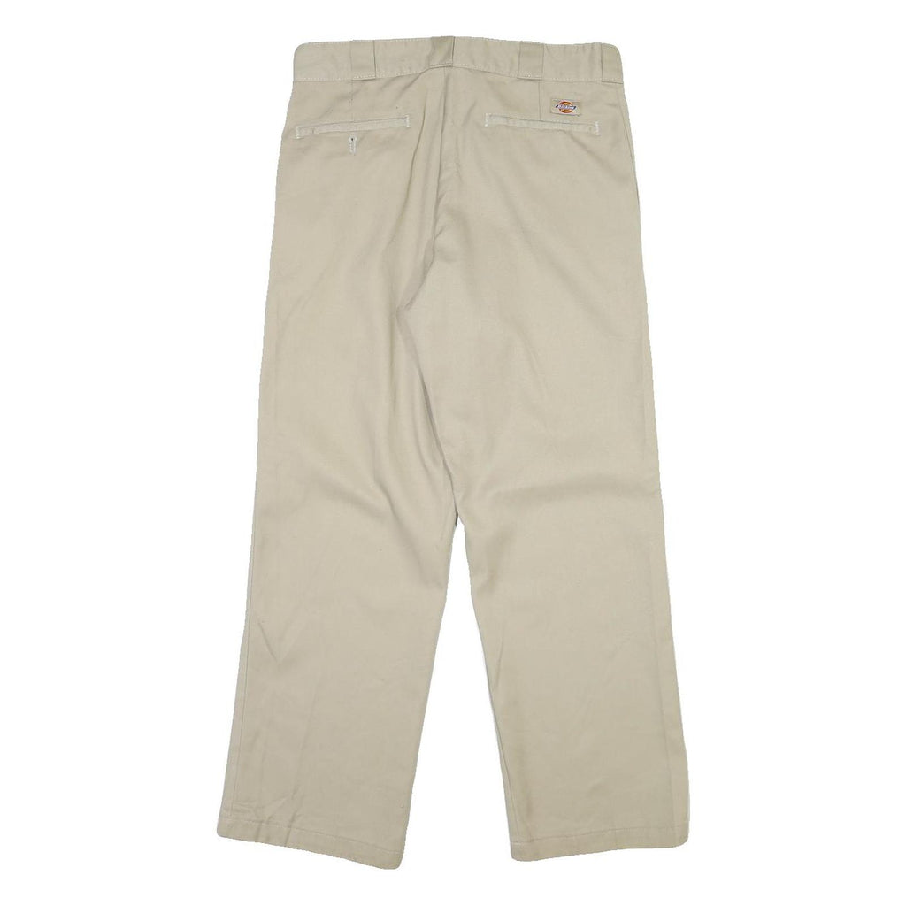 DICKIES Mens Cotton Blend Beige Regular Fit Straight Leg Trousers W32 L30