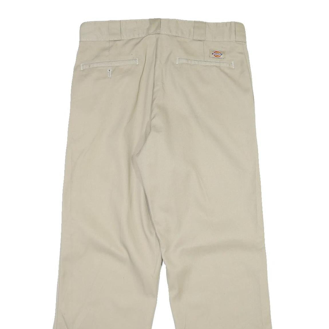 DICKIES Mens Cotton Blend Beige Regular Fit Straight Leg Trousers W32 L30