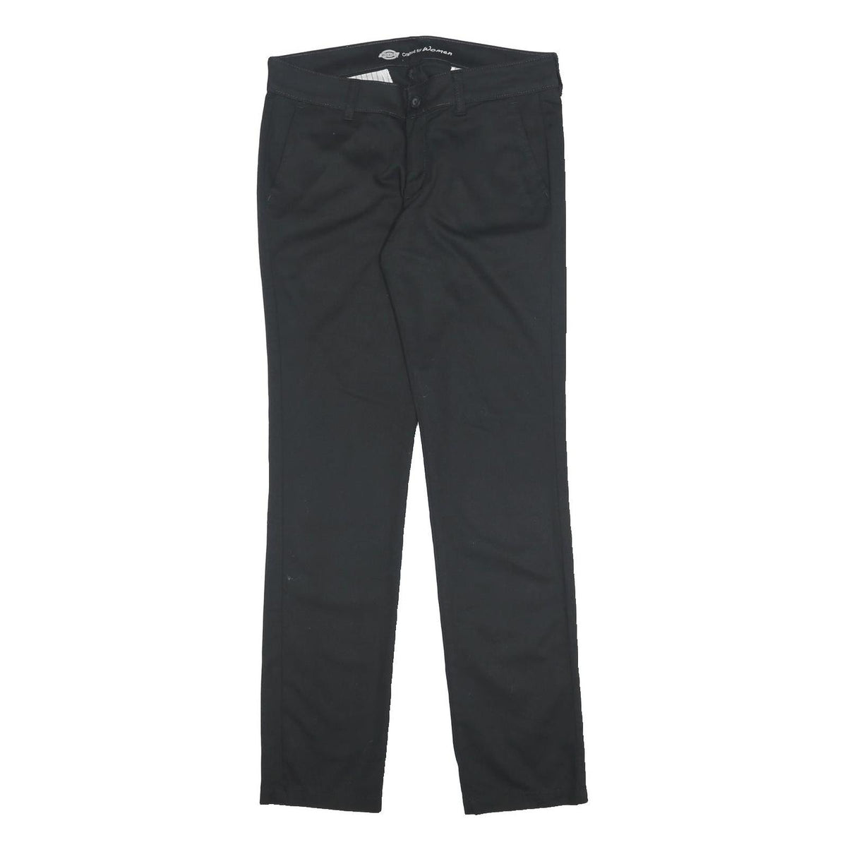 DICKIES Womens Cotton Blend Black Regular Fit Straight Leg Trousers W30 L31