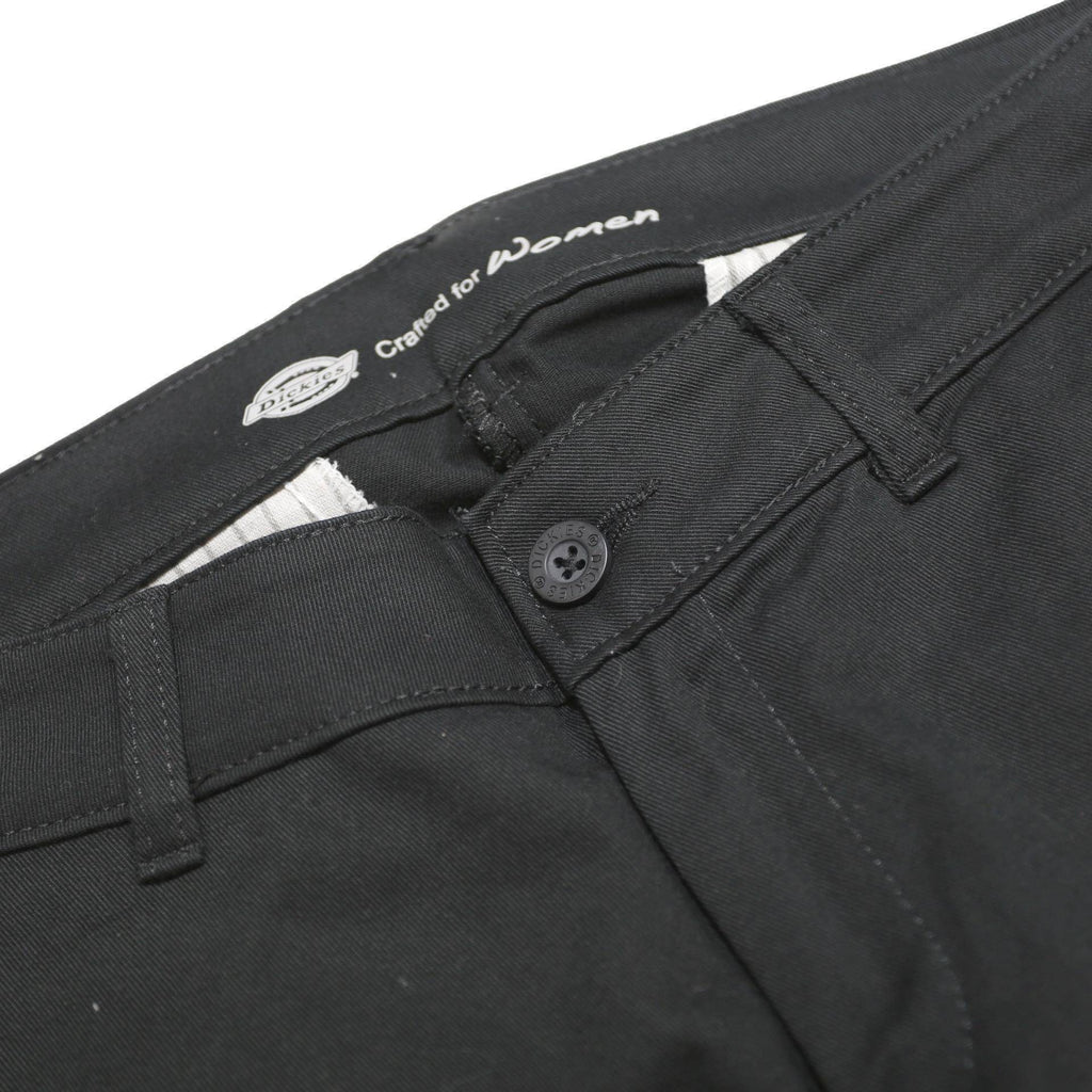 DICKIES Womens Cotton Blend Black Regular Fit Straight Leg Trousers W30 L31