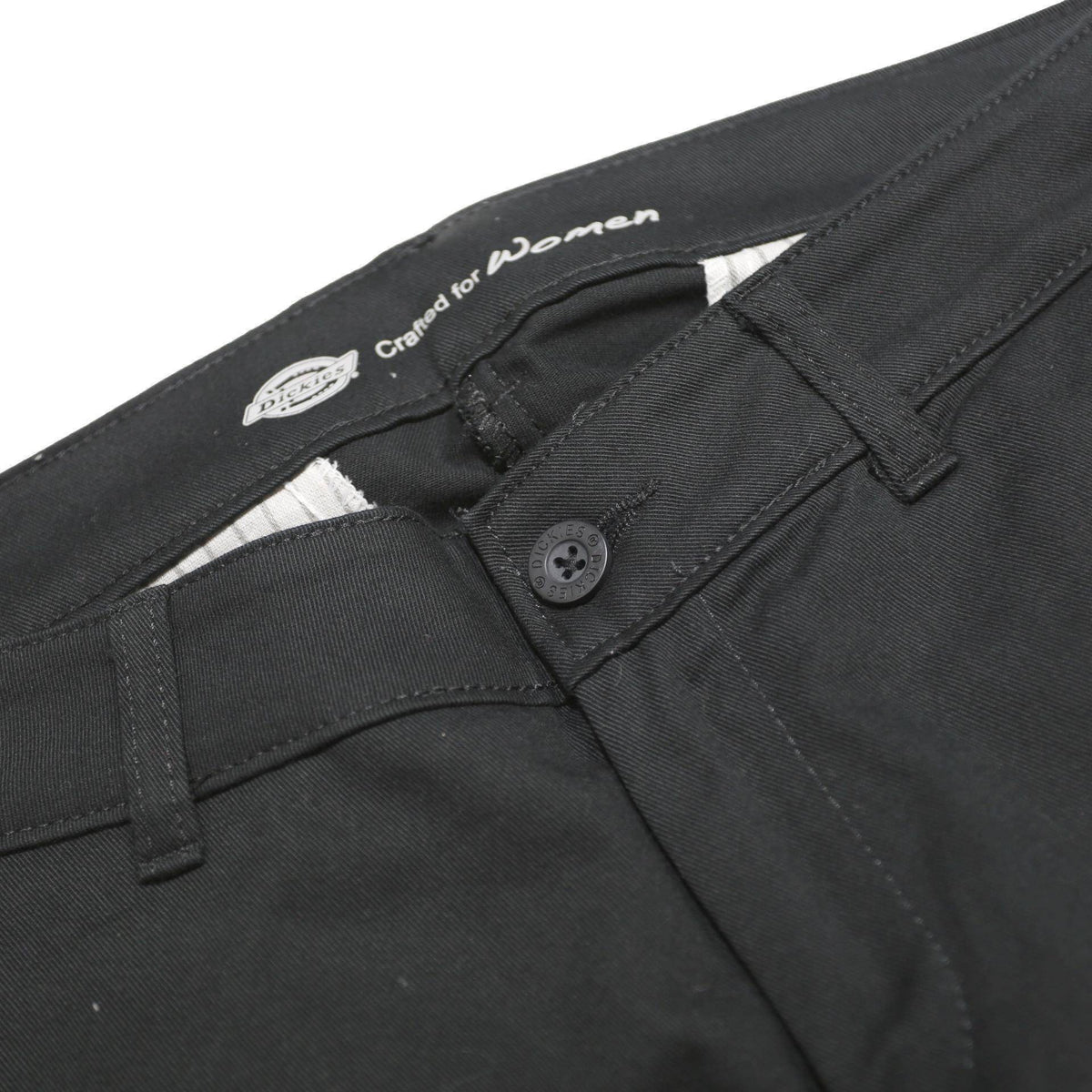 DICKIES Womens Cotton Blend Black Regular Fit Straight Leg Trousers W30 L31