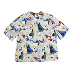 KARTING Womens White Printed Shirt Short Sleeve Collared 2XL Artistic Design