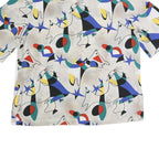 KARTING Womens White Printed Shirt Short Sleeve Collared 2XL Artistic Design