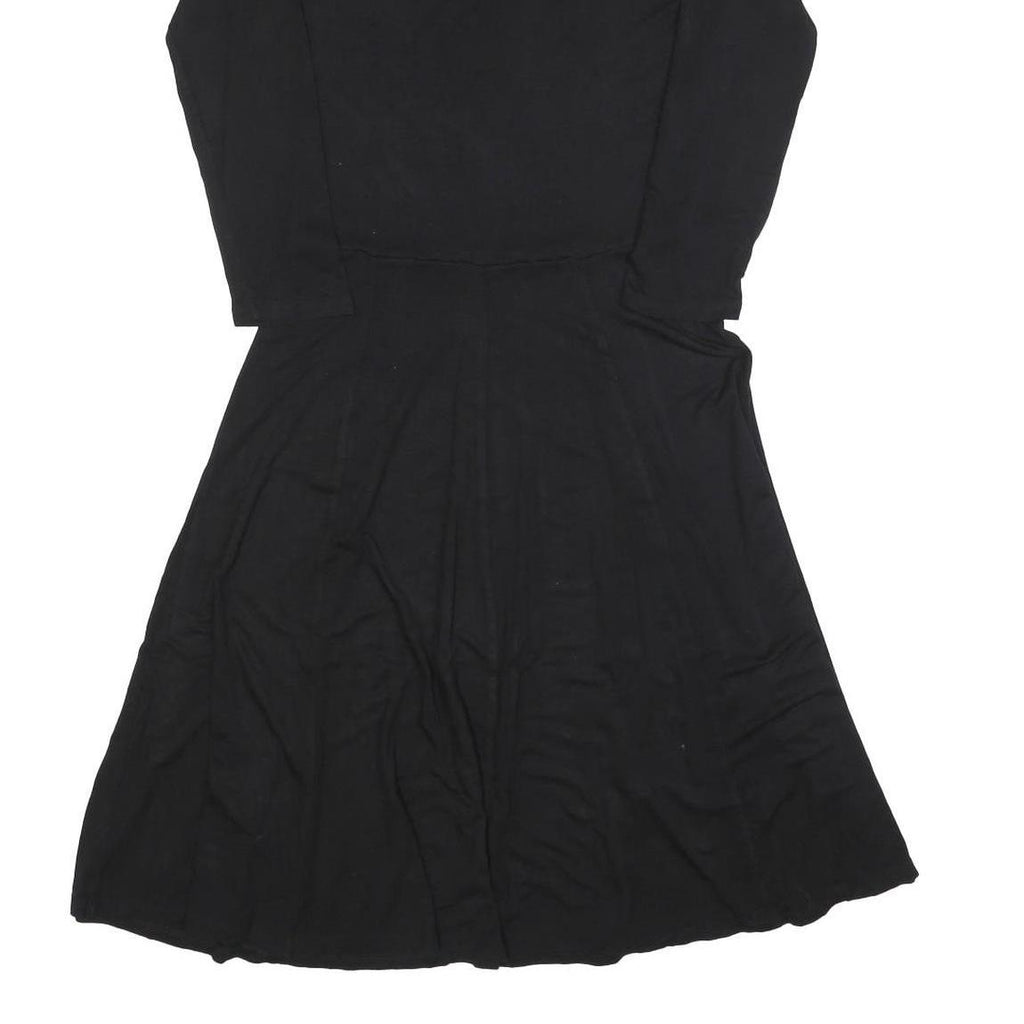 CALVIN KLEIN Womens Black Fit & Flare Polyester Blend Dress S Scoop Neck Long