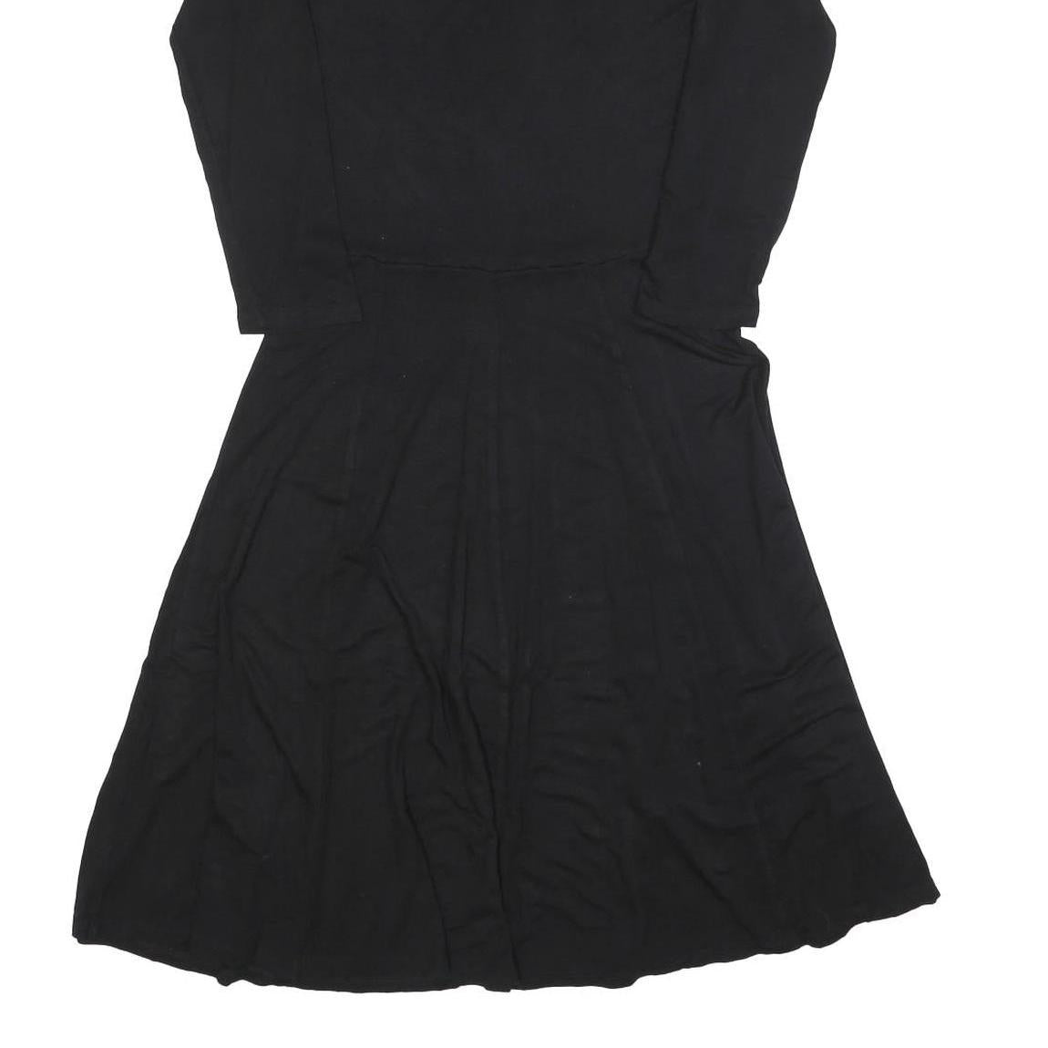 CALVIN KLEIN Womens Black Fit & Flare Polyester Blend Dress S Scoop Neck Long