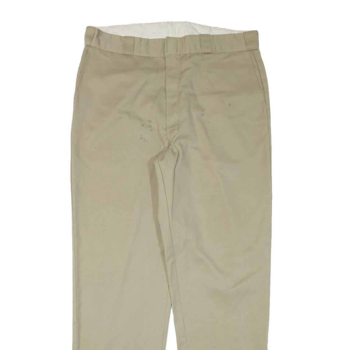 DICKIES Mens Regular Fit Beige Cotton Blend Trousers W38 L34 Workwear Zip