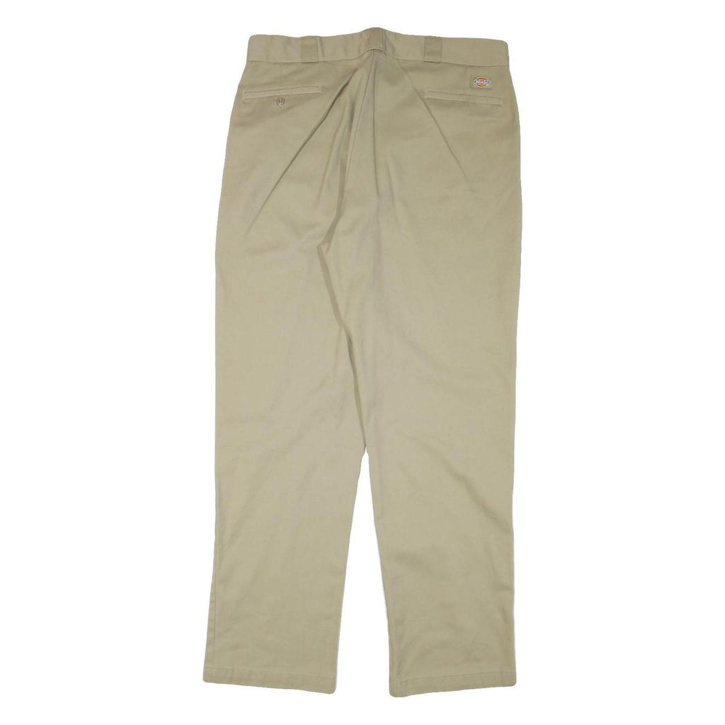 DICKIES Mens Regular Fit Beige Cotton Blend Trousers W38 L34 Workwear Zip