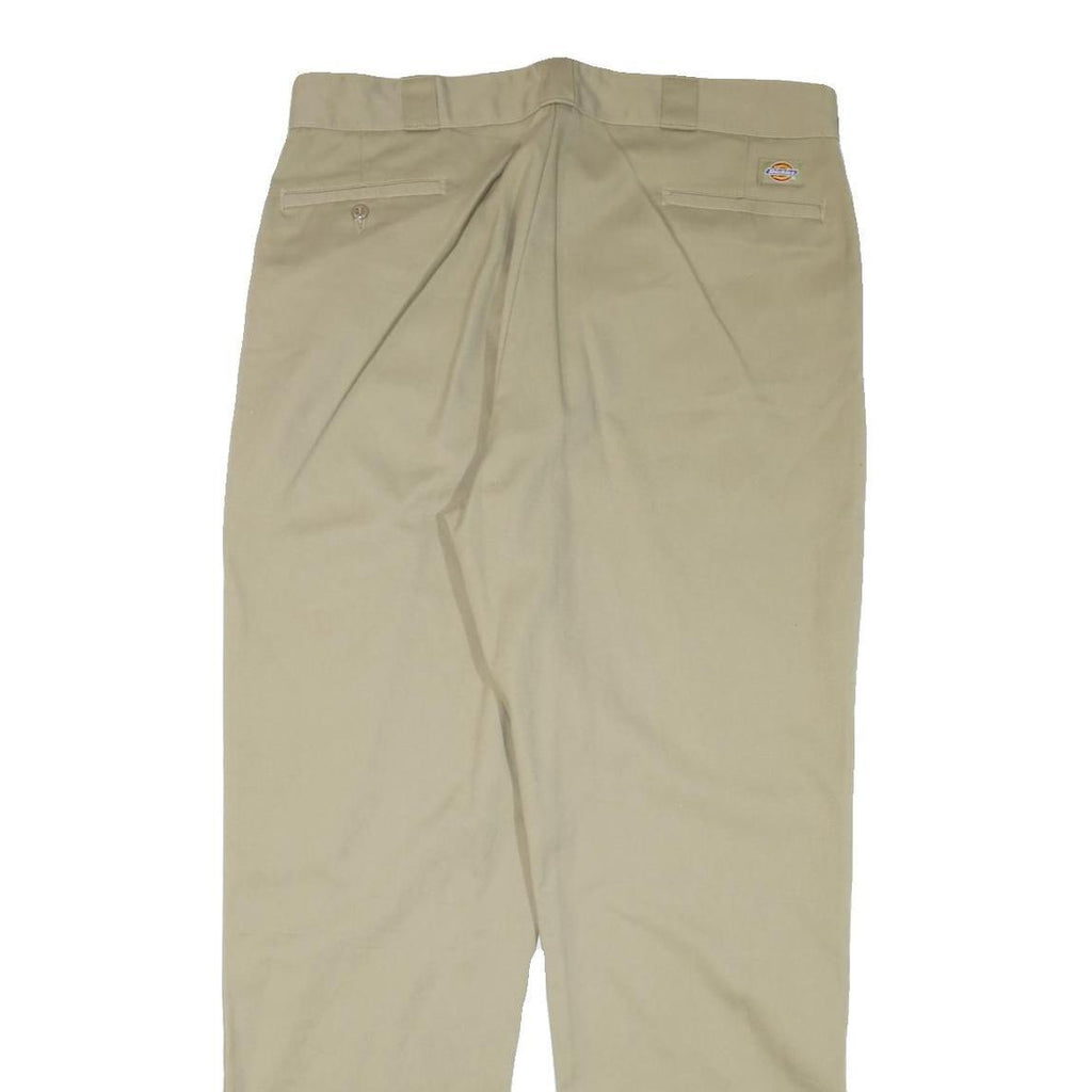 DICKIES Mens Regular Fit Beige Cotton Blend Trousers W38 L34 Workwear Zip