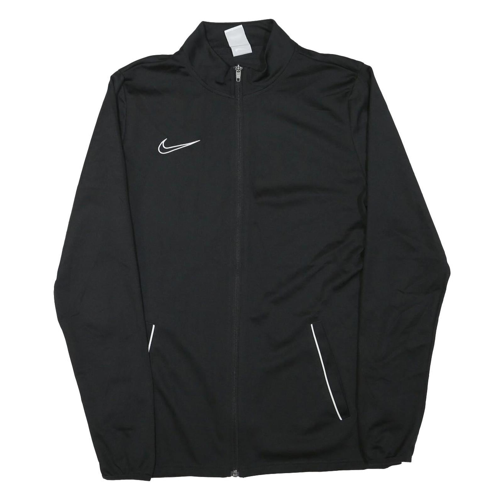 NIKE Mens Black Zip Sports Jacket L Polyester Blend Plain Athletic