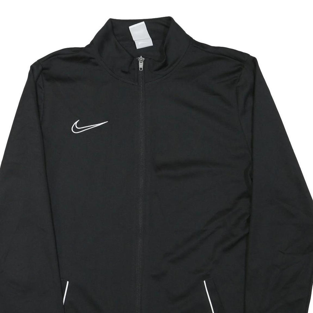 NIKE Mens Black Zip Sports Jacket L Polyester Blend Plain Athletic