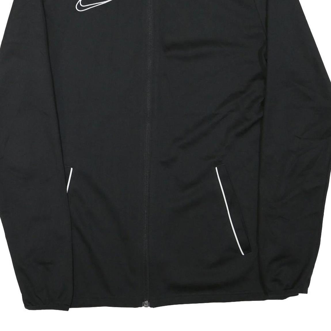 NIKE Mens Black Zip Sports Jacket L Polyester Blend Plain Athletic