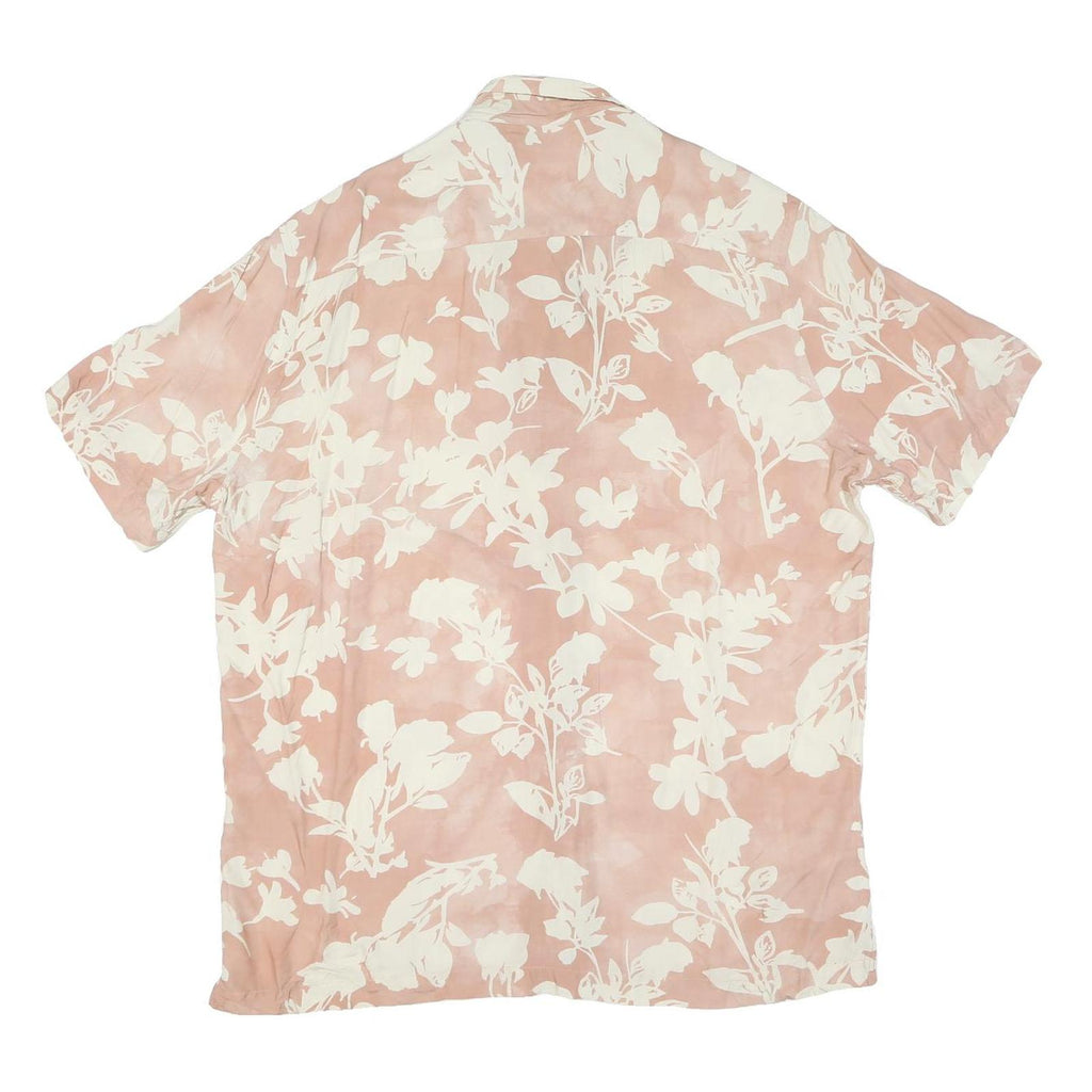 Mens Beige & Cream Floral Polyester Blend Short Sleeve Shirt XL Casual Summer