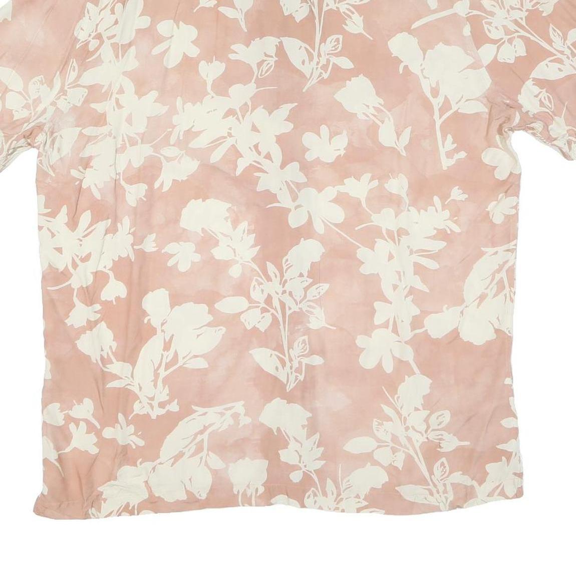 Mens Beige & Cream Floral Polyester Blend Short Sleeve Shirt XL Casual Summer