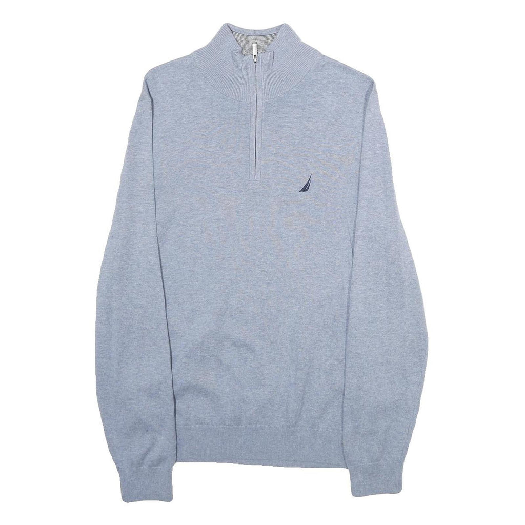 NAUTICA Mens Blue Plain Pullover Crew Neck Basic Knit S Cotton Jumper