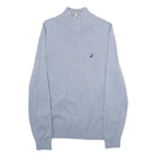 NAUTICA Mens Blue Plain Pullover Crew Neck Basic Knit S Cotton Jumper