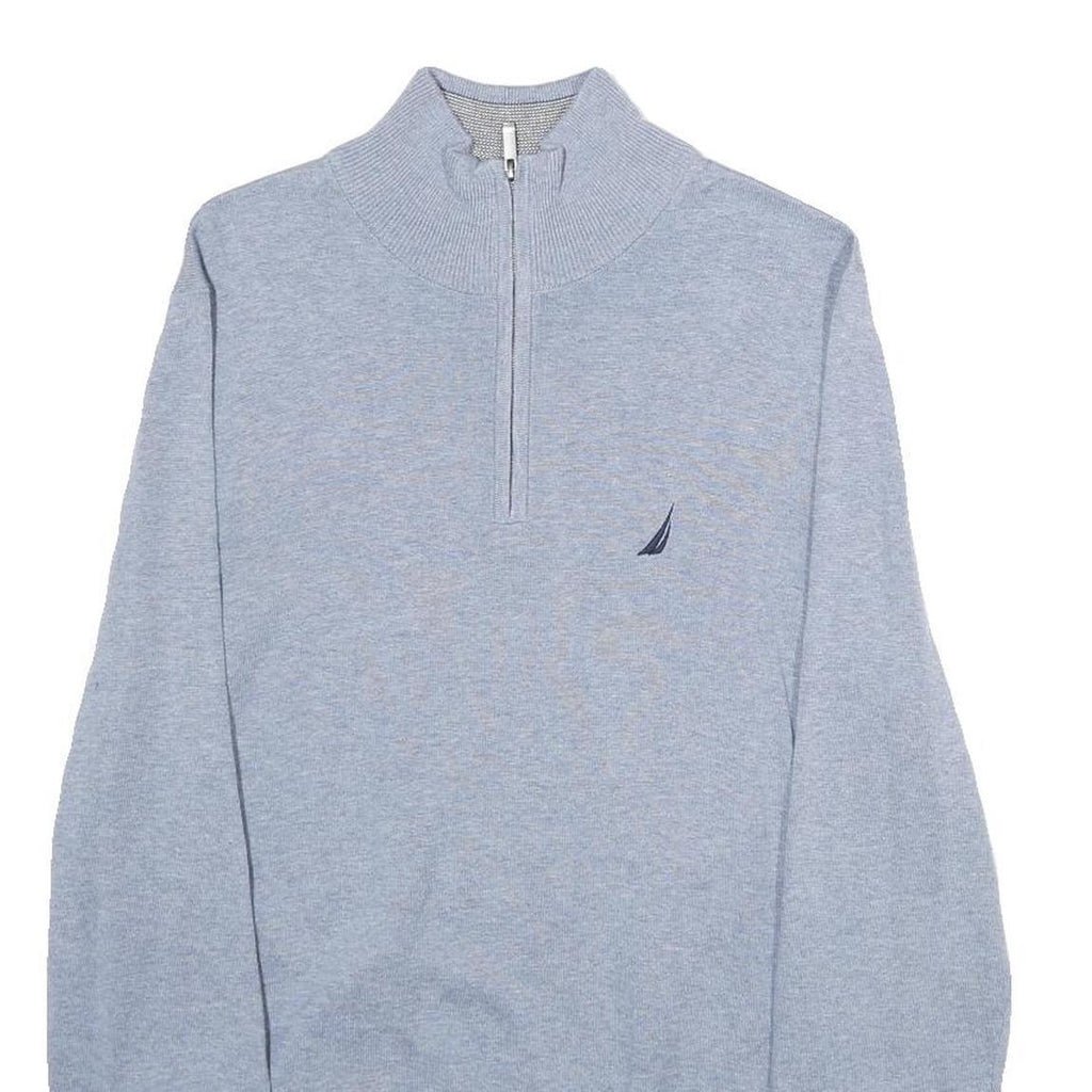 NAUTICA Mens Blue Plain Pullover Crew Neck Basic Knit S Cotton Jumper