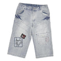 DOGNOSE Mens Shorts Blue Casual M W30 Embroidered Patches Cotton Blend