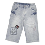 DOGNOSE Mens Shorts Blue Casual M W30 Embroidered Patches Cotton Blend