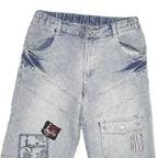 DOGNOSE Mens Shorts Blue Casual M W30 Embroidered Patches Cotton Blend