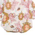 Womens White Printed Shirt Long Sleeve Collared M Casual Stylish Button Up