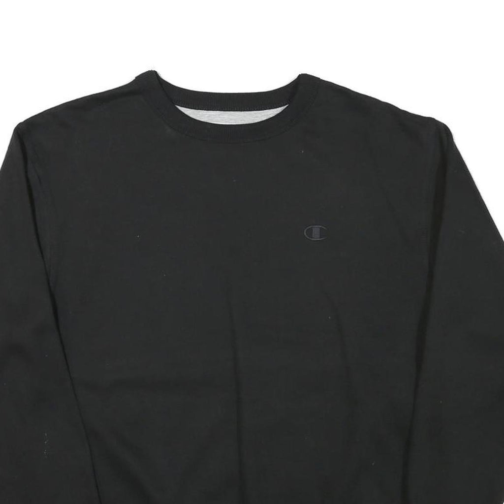 CHAMPION Mens Black Crew Neck M Cotton Blend Sweatshirt Classic Logo