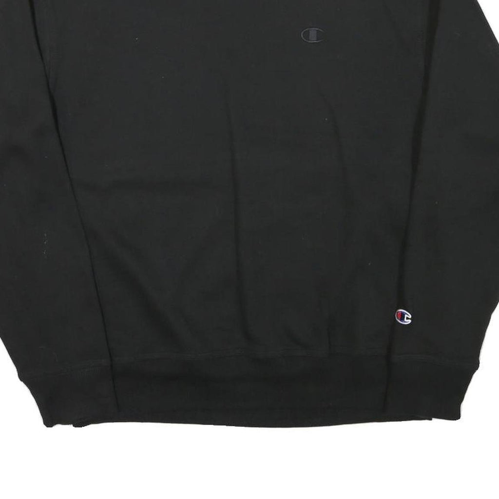 CHAMPION Mens Black Crew Neck M Cotton Blend Sweatshirt Classic Logo