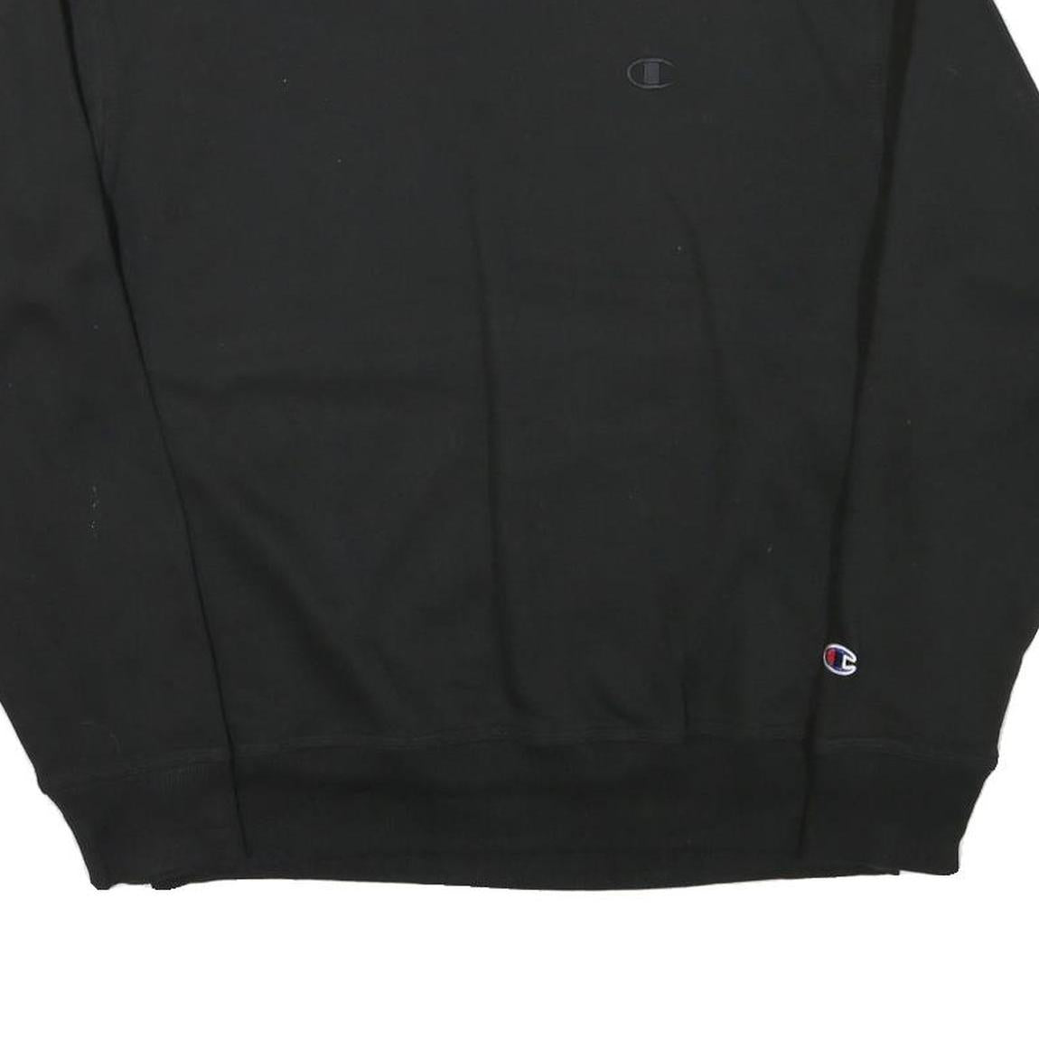 CHAMPION Mens Black Crew Neck M Cotton Blend Sweatshirt Classic Logo