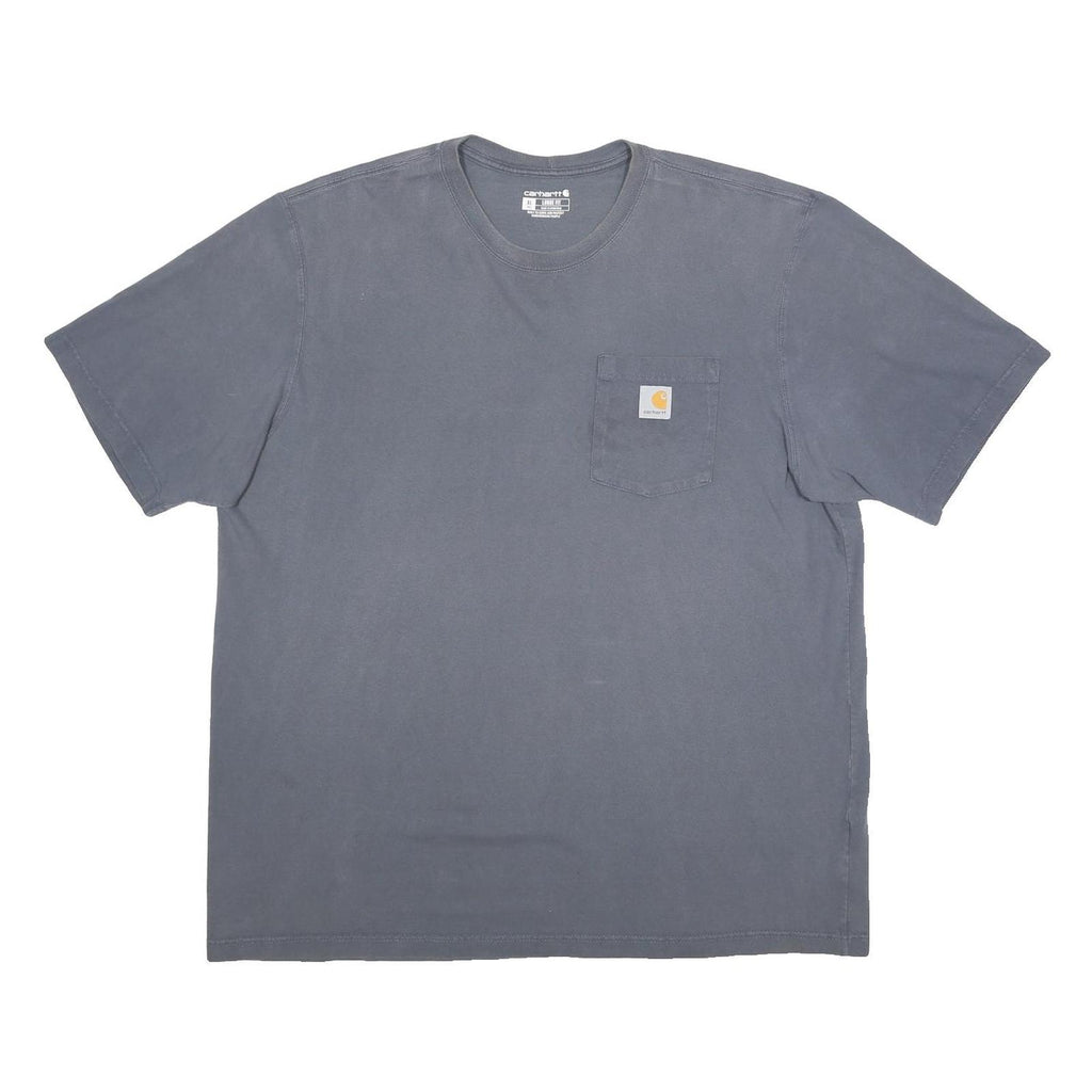 CARHARTT Mens Blue Pocket T-Shirt XL Short Sleeve Crew Neck Cotton Blend