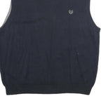 CHAPS Mens Navy Plain Cotton Jumper V-Neck Basic Knit Regular L Vest