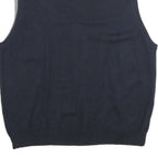 CHAPS Mens Navy Plain Cotton Jumper V-Neck Basic Knit Regular L Vest