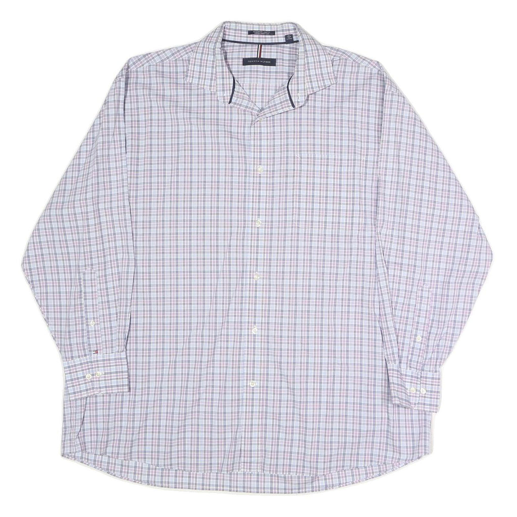 TOMMY HILFIGER Mens White & Purple Regular Fit Checked Shirt XL Classic Button