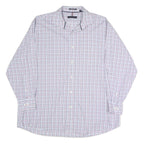 TOMMY HILFIGER Mens White & Purple Regular Fit Checked Shirt XL Classic Button
