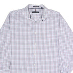 TOMMY HILFIGER Mens White & Purple Regular Fit Checked Shirt XL Classic Button