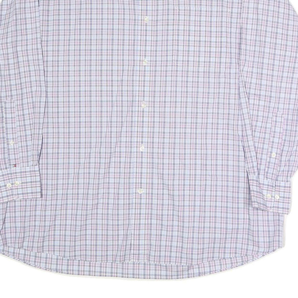 TOMMY HILFIGER Mens White & Purple Regular Fit Checked Shirt XL Classic Button