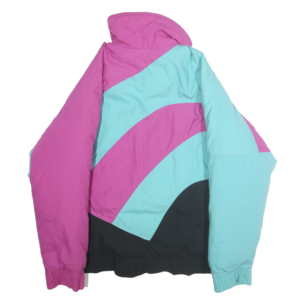 EDELWEISS Womens Pink & Blue Black Colourblock Zip Jacket M Polyester Blend