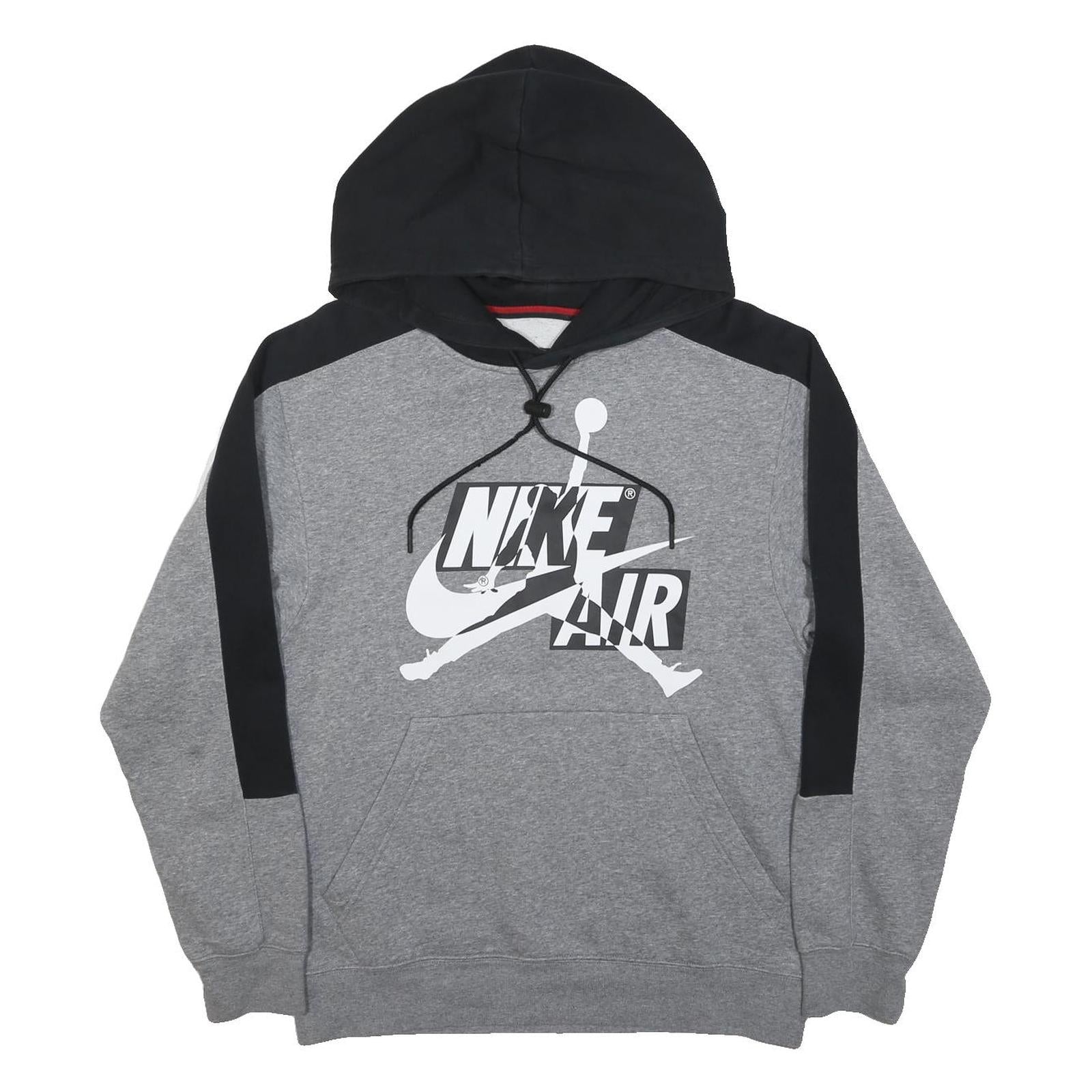 AIR JORDAN Mens Black & Grey Nike Air Pullover Hoodie XS Cotton Sportswear