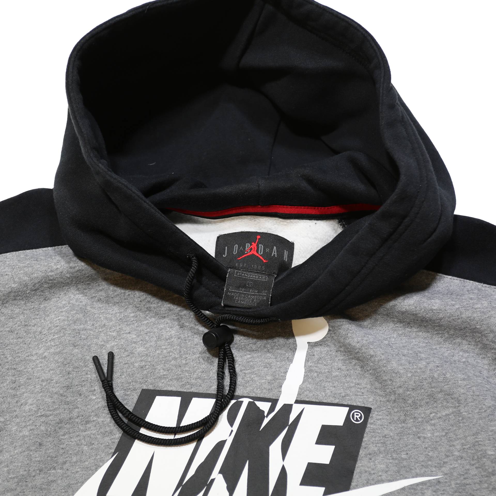 AIR JORDAN Mens Black & Grey Nike Air Pullover Hoodie XS Cotton Sportswear