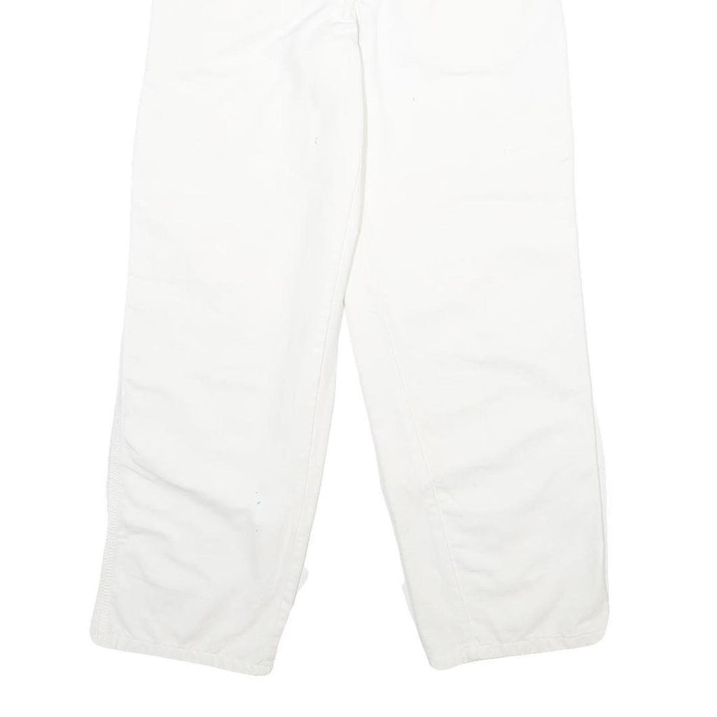 DICKIES Mens Cotton White Relaxed Straight Trousers W30 L30 Workwear Zip Closure