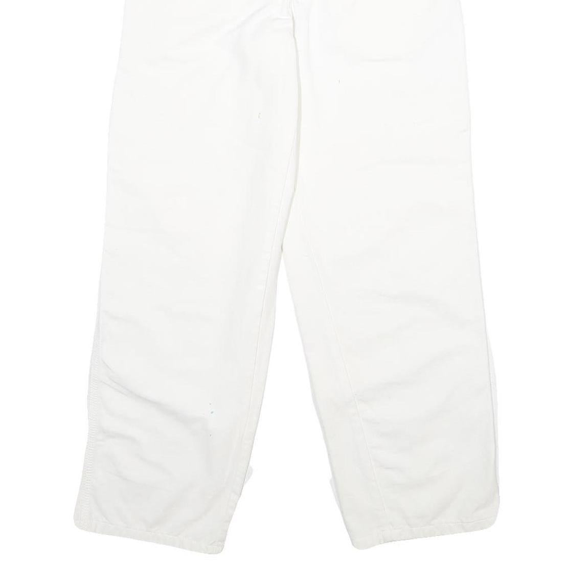 DICKIES Mens Cotton White Relaxed Straight Trousers W30 L30 Workwear Zip Closure